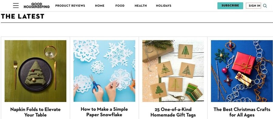 Et skærmbillede af Good Housekeeping - hjemmesiden.