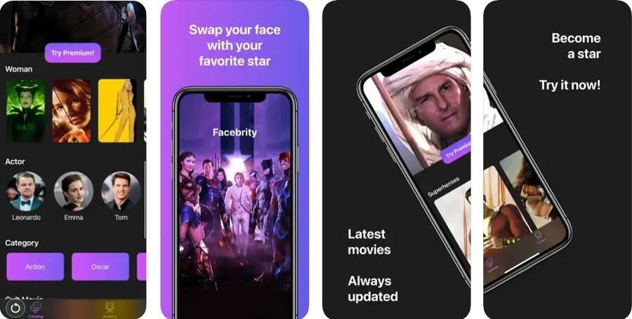 Skærmbilleder af Jiggy appen.
