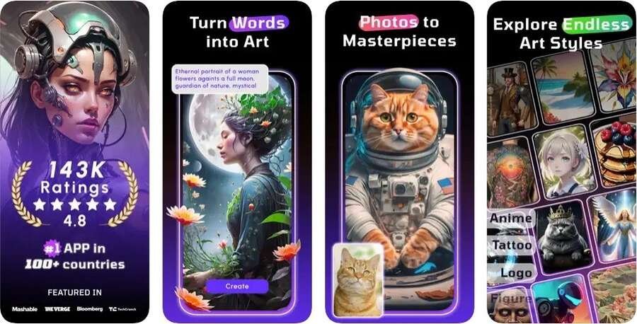 Skærmbilleder af WOMBO Dream appen.