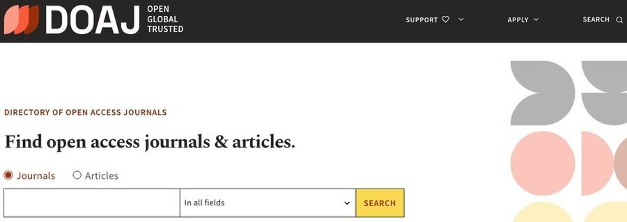 Skærmbillede af Directory of Open Access Journals-siden.