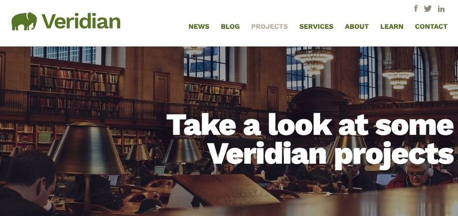 Skærmbillede af Veridian-siden.