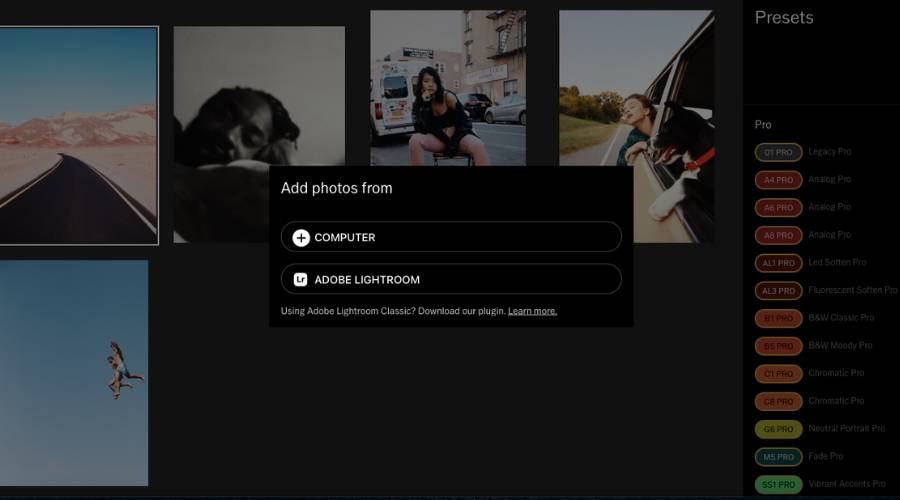 Skærmbillede af VSCO-appen.